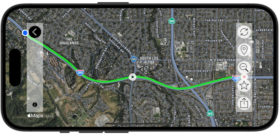 Tripmaster App for iPhone and iPad for TSD Rally - Time Distance Speed Tripmaster App for TSD Rally Map